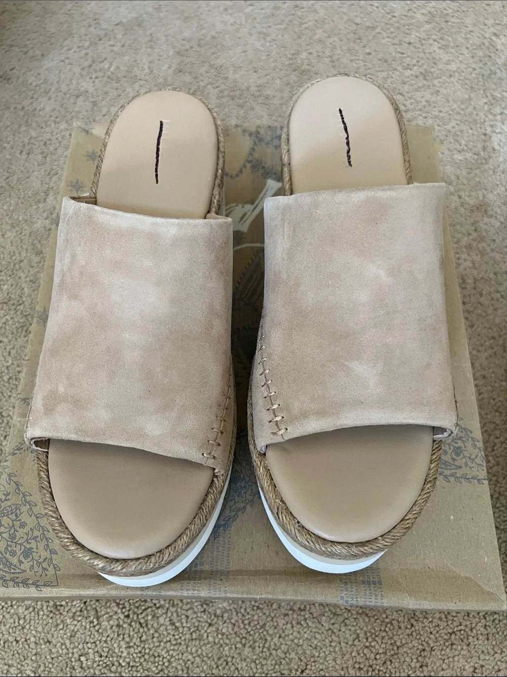 Free People Beige Suede Slide Platform Sandals
